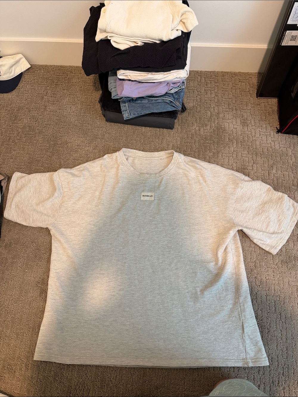 Relaxed Fit Crewneck Short Sleeve Shirt - Light Gray